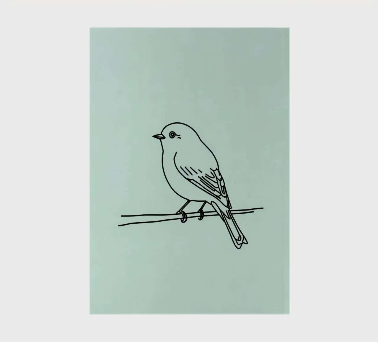 a small bird perched on a branch light green background notebook by DesignDoodle