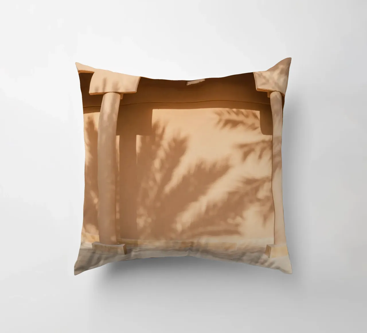 Shadow of a palm tree on the wall cuscino da photolovers