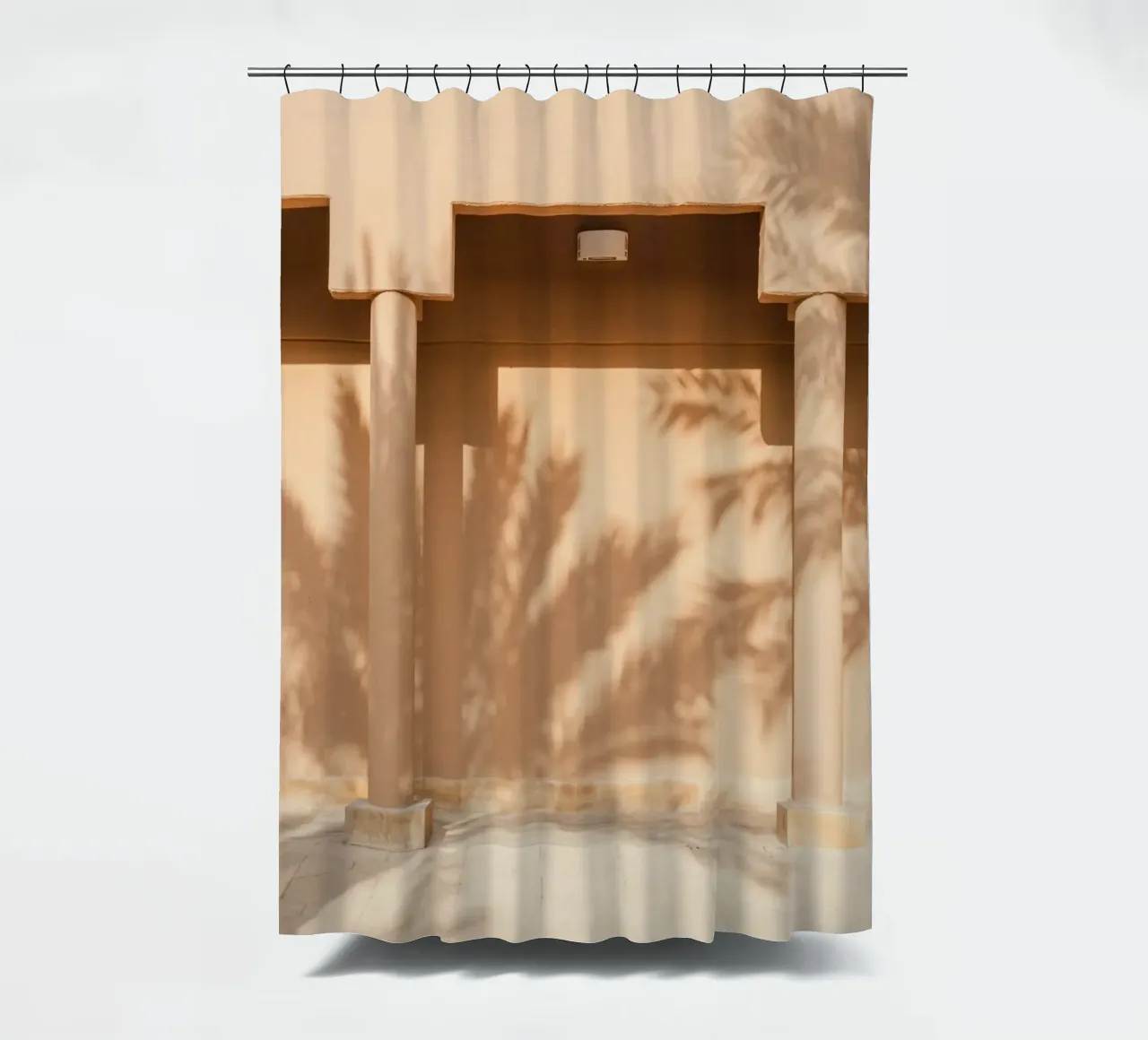 Shadow of a palm tree on the wall tenda da doccia da photolovers