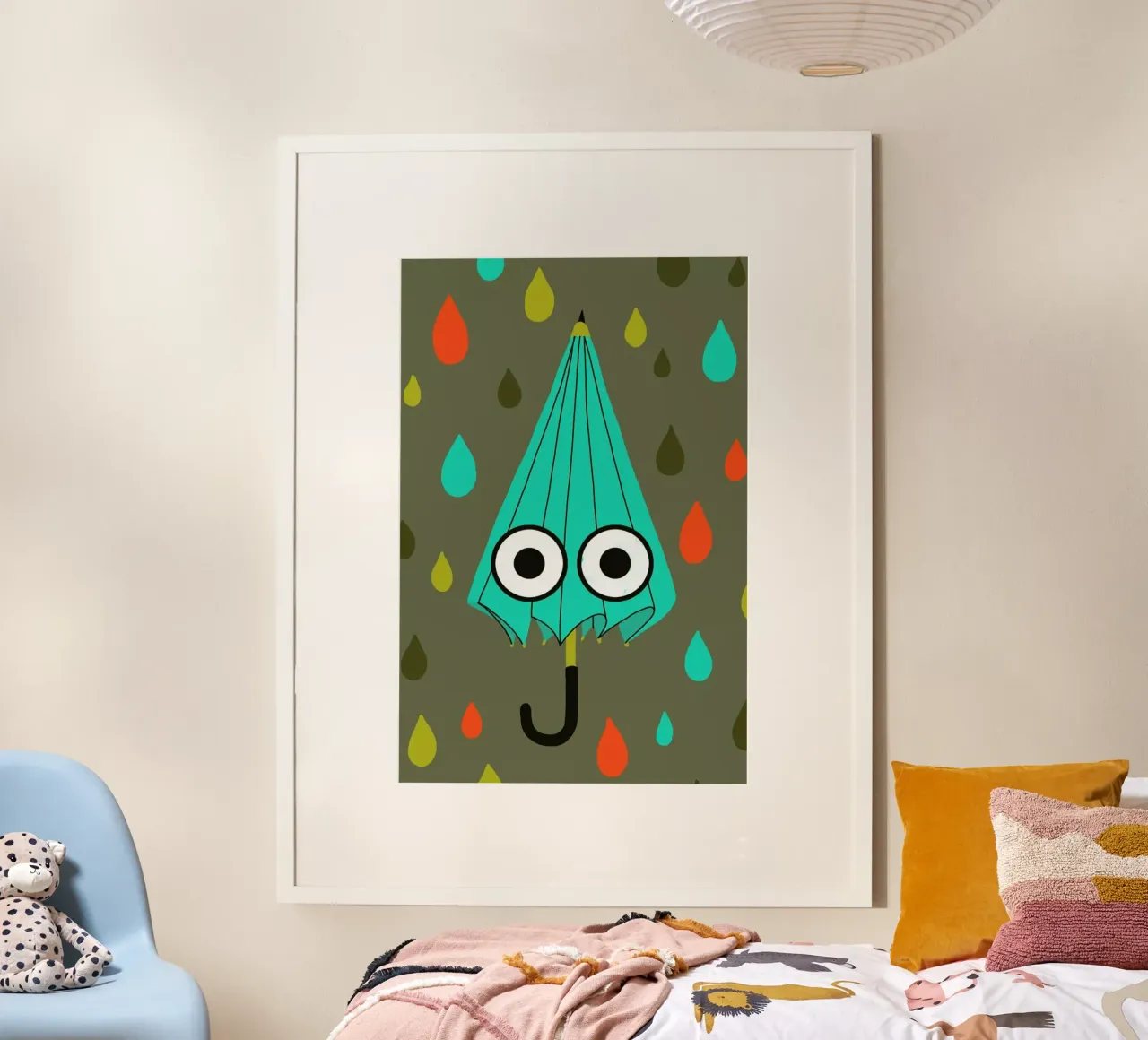 Mr. Umbrella poster con telaio in legno da Doozal