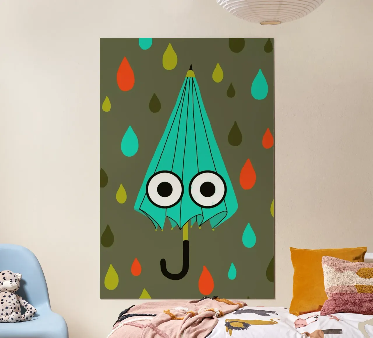 Mr. Umbrella poster con telaio in legno da Doozal