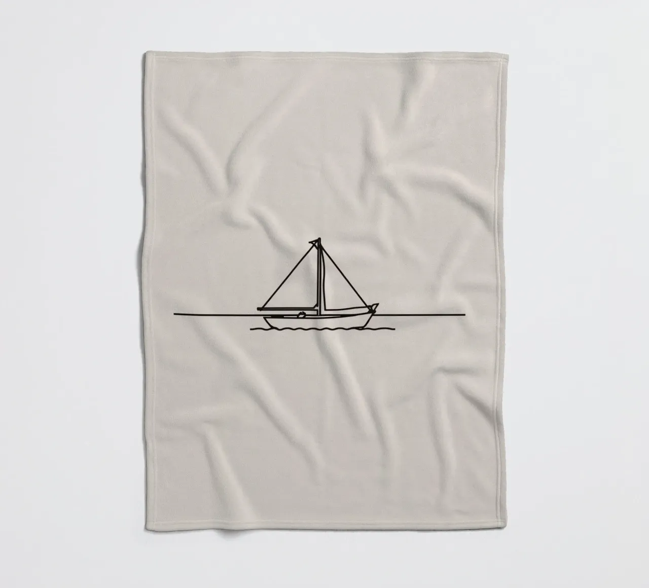 Sailboat gliding across calm waters under a clear sky fleece blanket by DesignDoodle