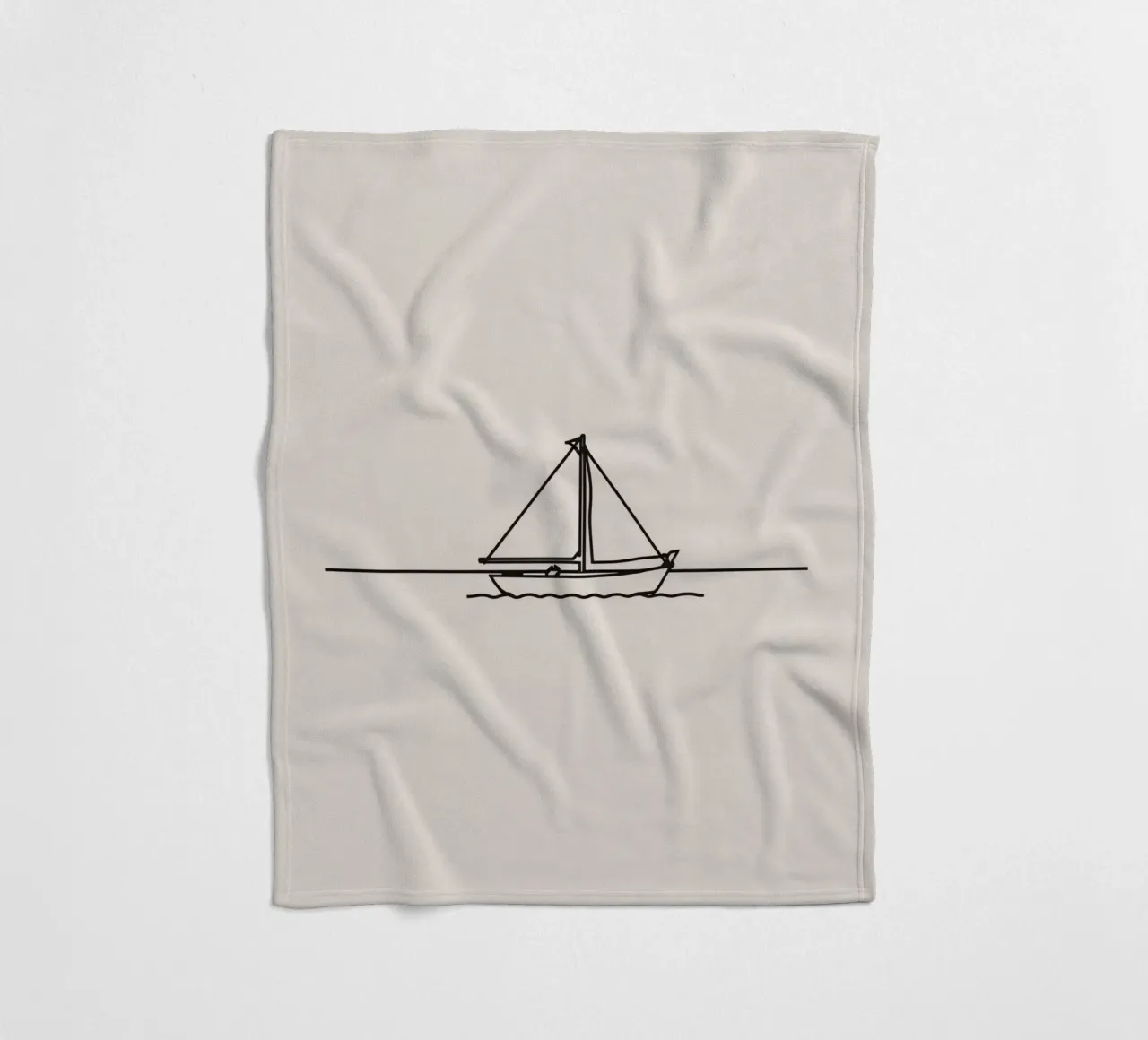 Sailboat gliding across calm waters under a clear sky fleece blanket by DesignDoodle