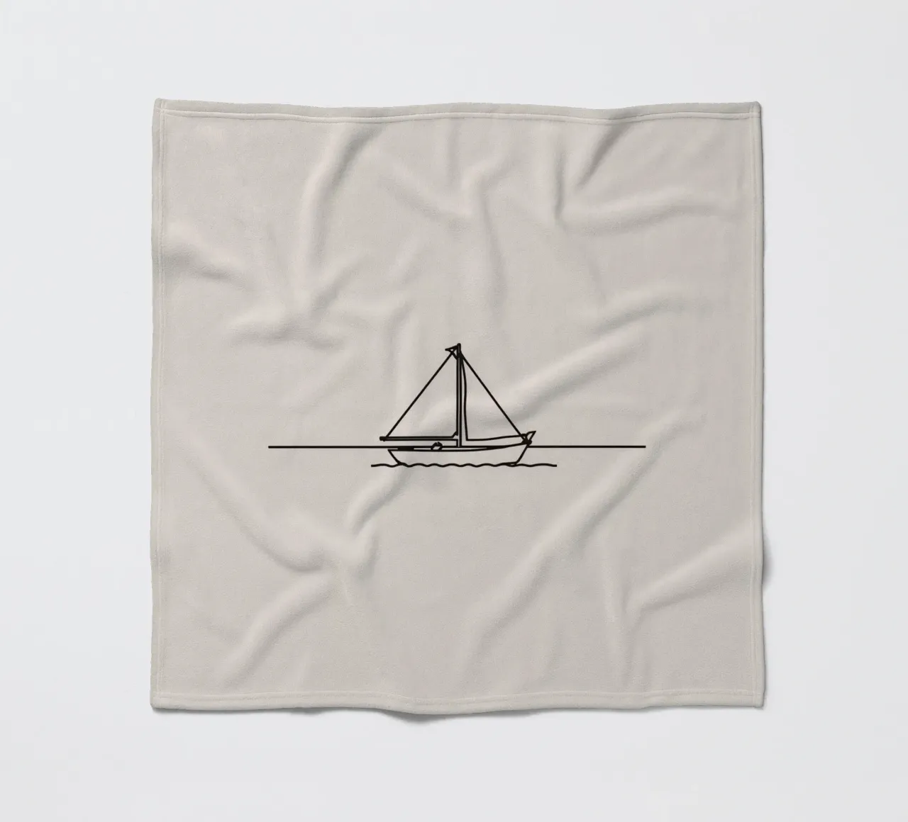 Sailboat gliding across calm waters under a clear sky fleece blanket by DesignDoodle