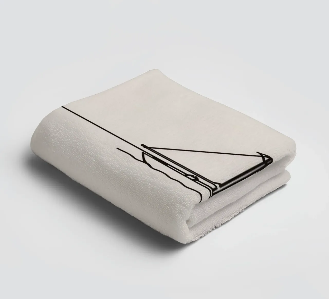 Sailboat gliding across calm waters under a clear sky towel by DesignDoodle