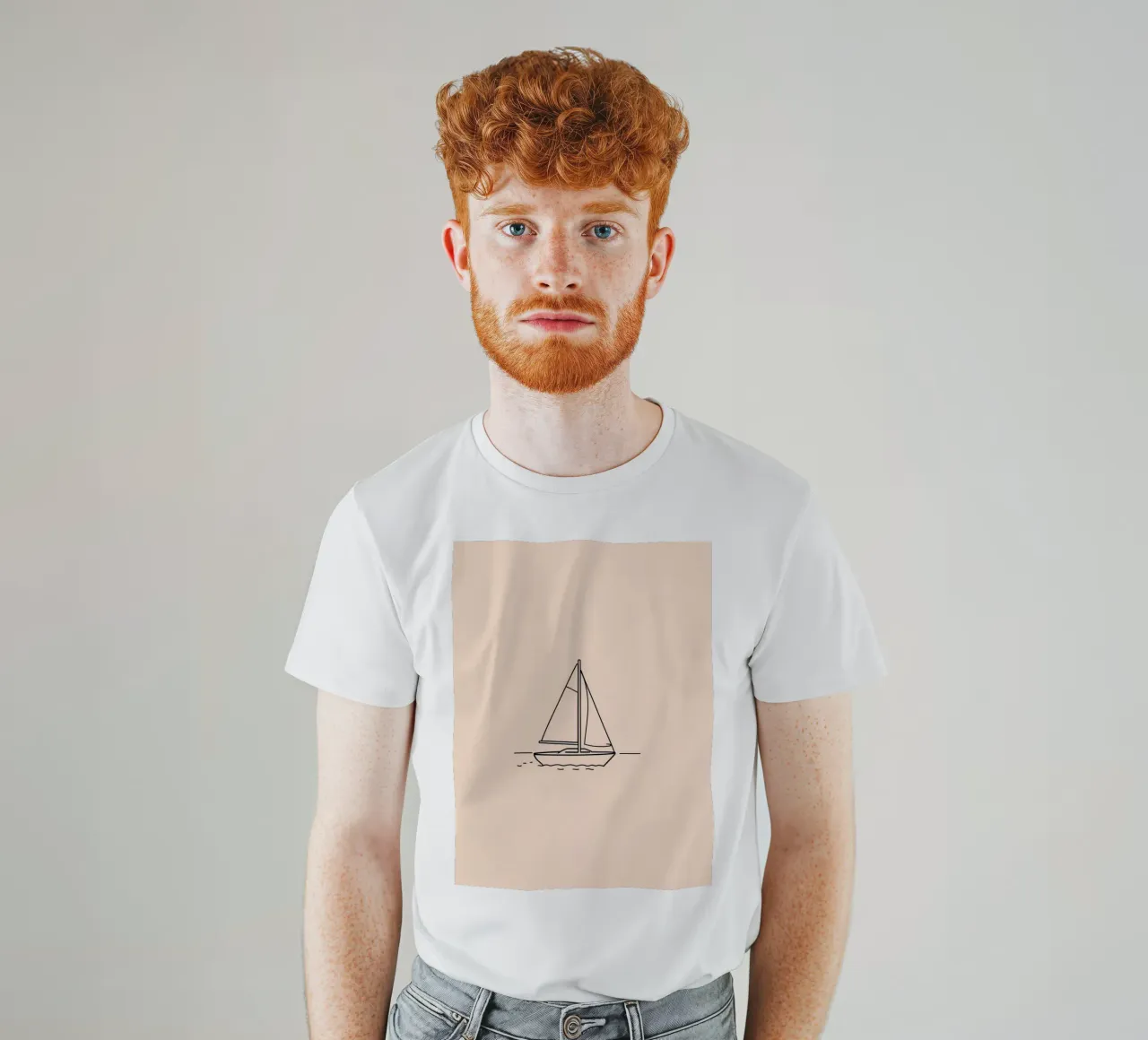 Sailboat gliding across calm waters at dusk with gentle wave t-shirt by DesignDoodle