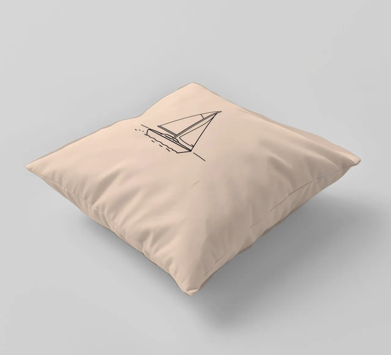 Sailboat gliding across calm waters at dusk with gentle wave decorative cushion by DesignDoodle