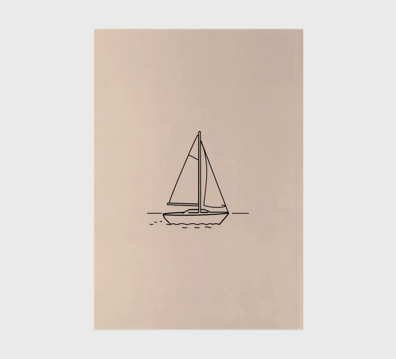 Sailboat gliding across calm waters at dusk with gentle wave notebook by DesignDoodle