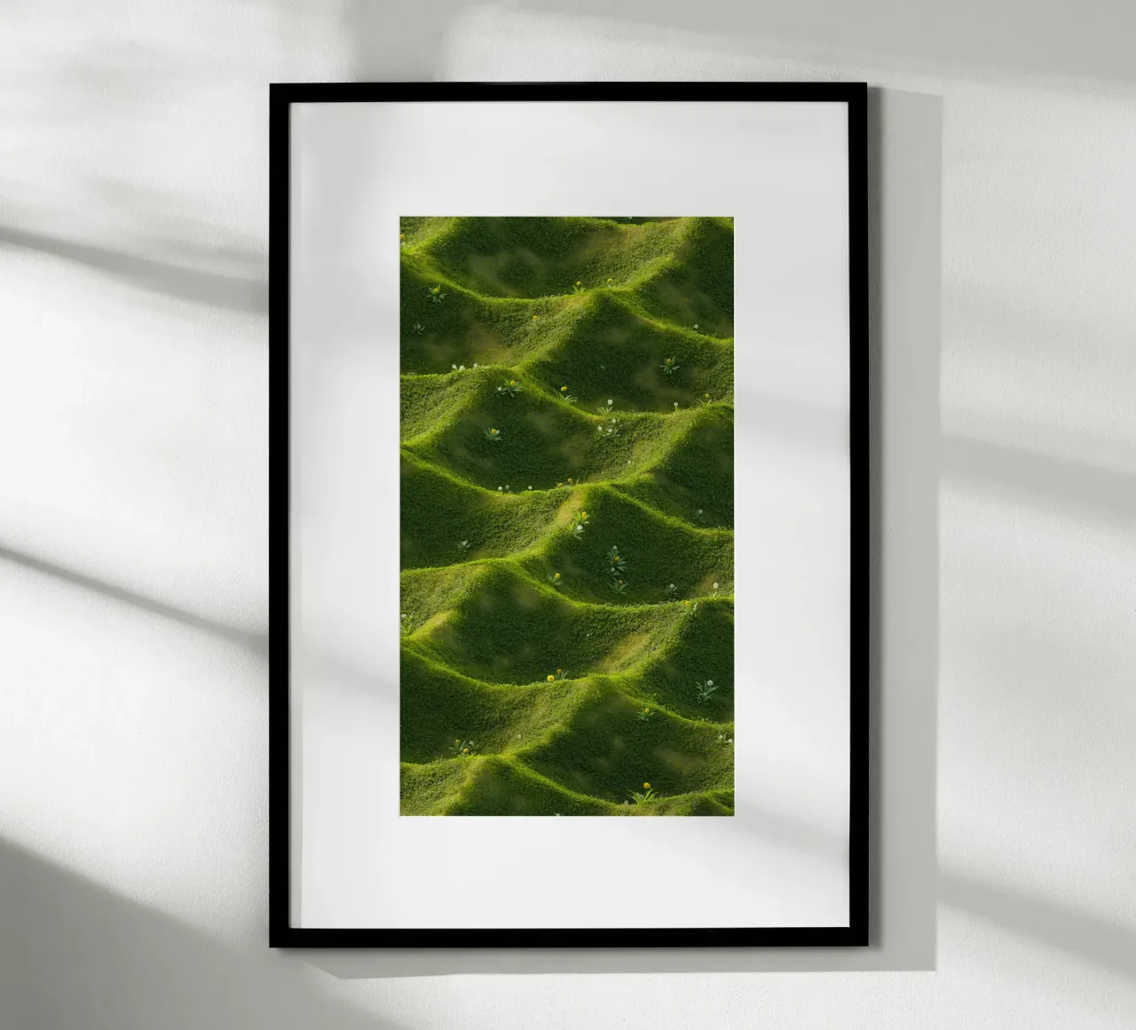 erba delle colline verdi poster con telaio in alluminio da Earthly Visions