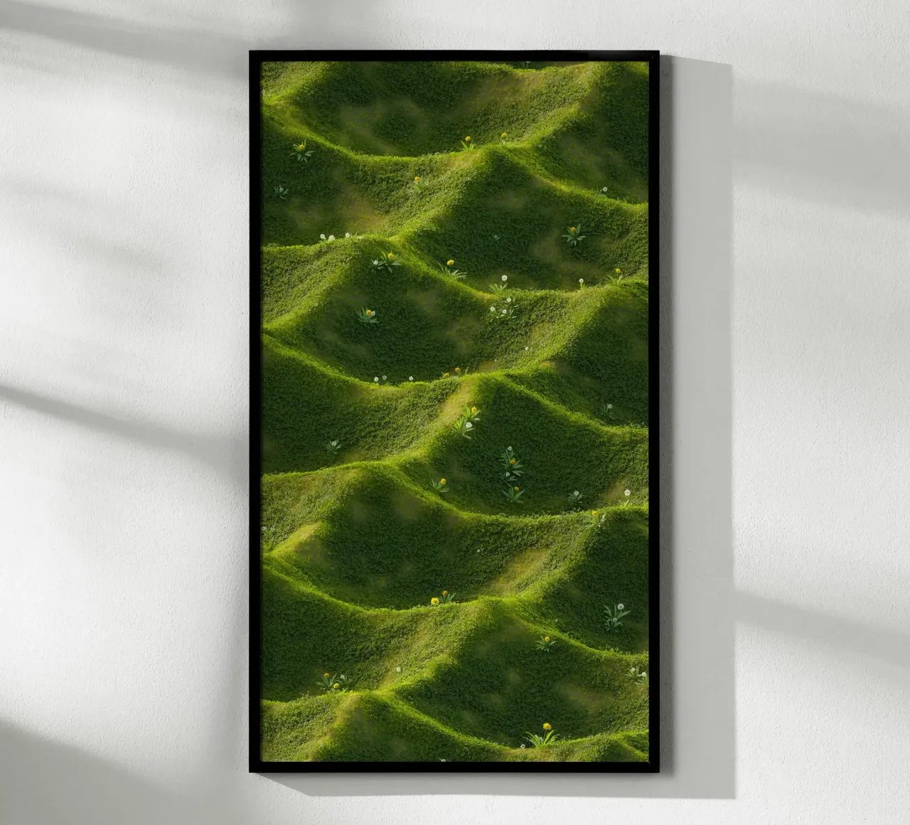 erba delle colline verdi poster con telaio in alluminio da Earthly Visions