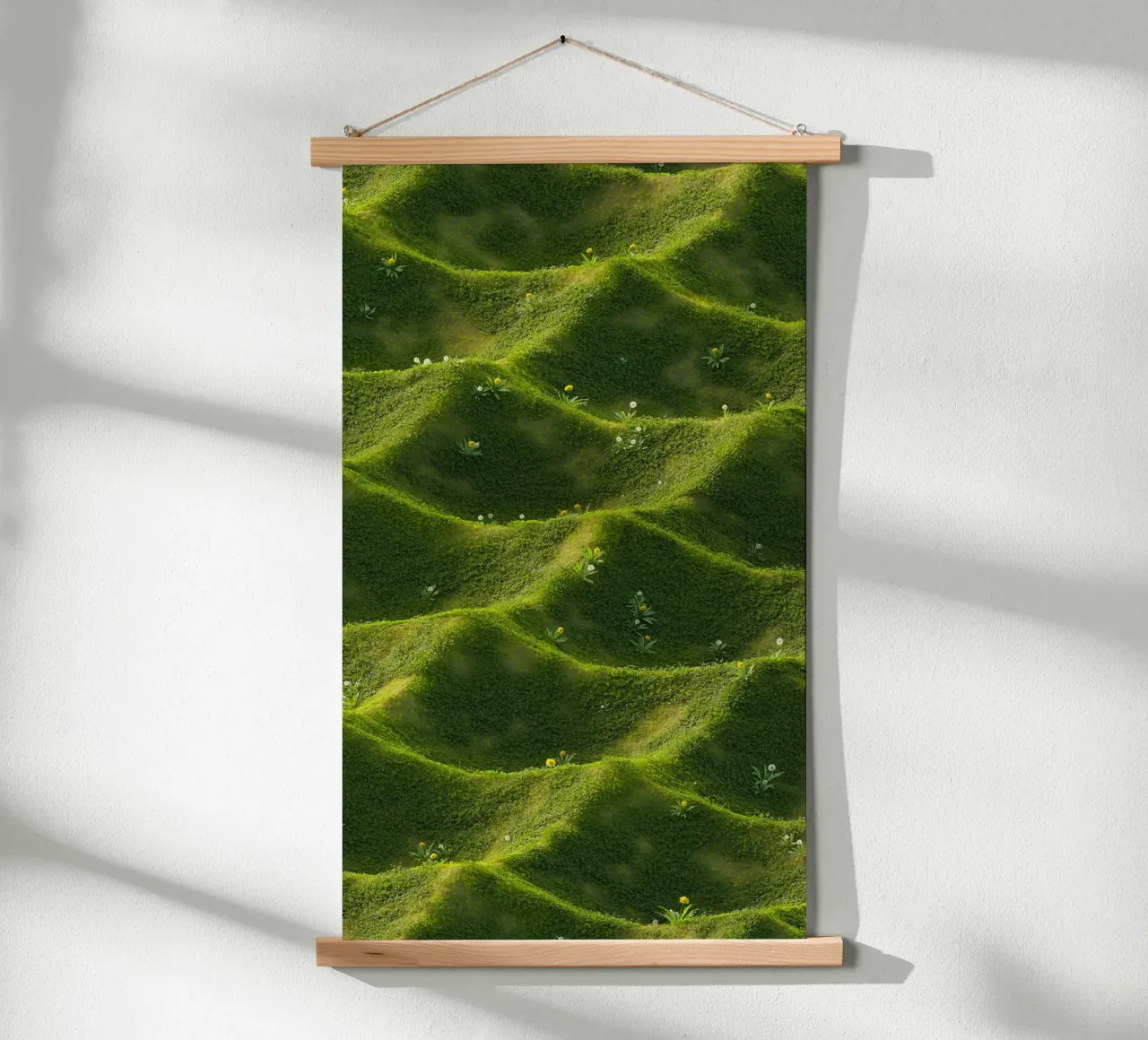 erba delle colline verdi poster con telaio in alluminio da Earthly Visions