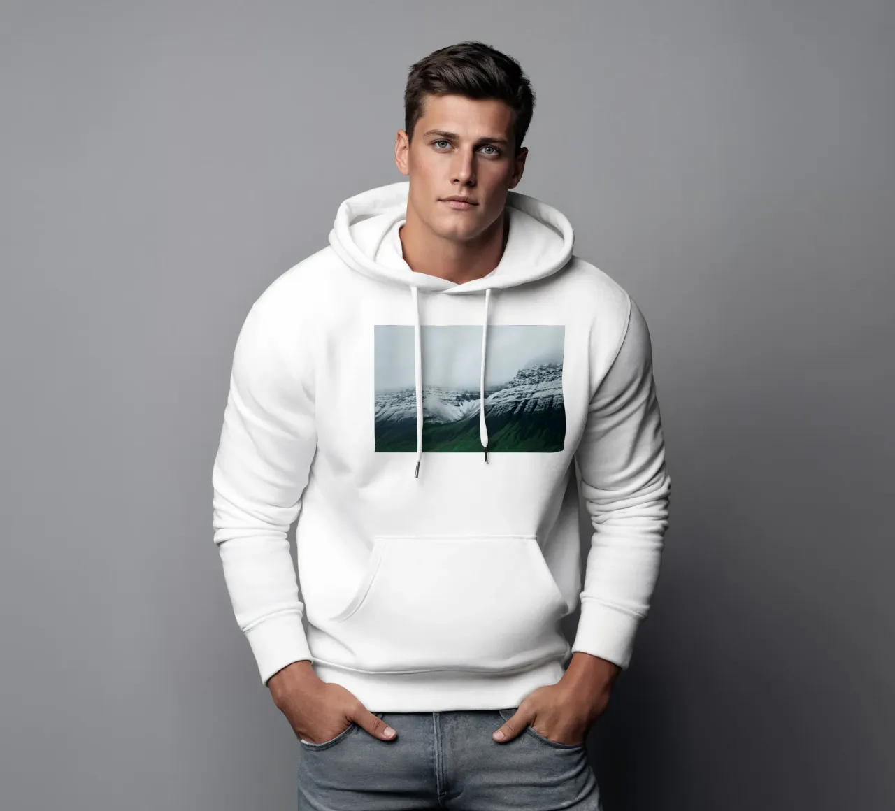 Islanda Montagna di neve felpa con cappuccio da KISSA STUDIO