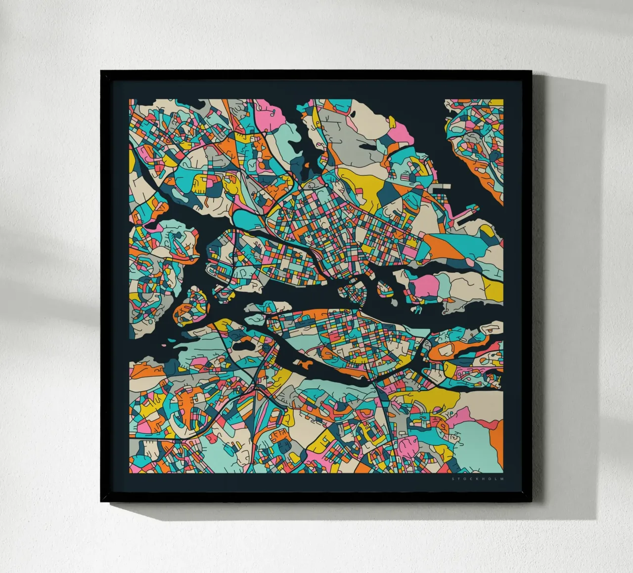 MAPPA DI STOCCOLMA poster con telaio in alluminio da Jazzberry Blue