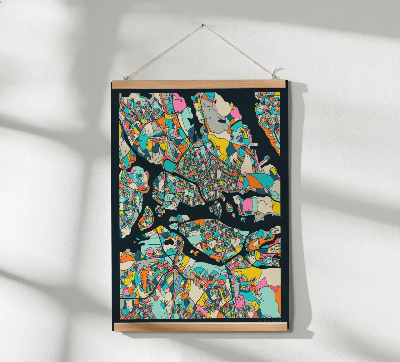 MAPPA DI STOCCOLMA poster con telaio in alluminio da Jazzberry Blue