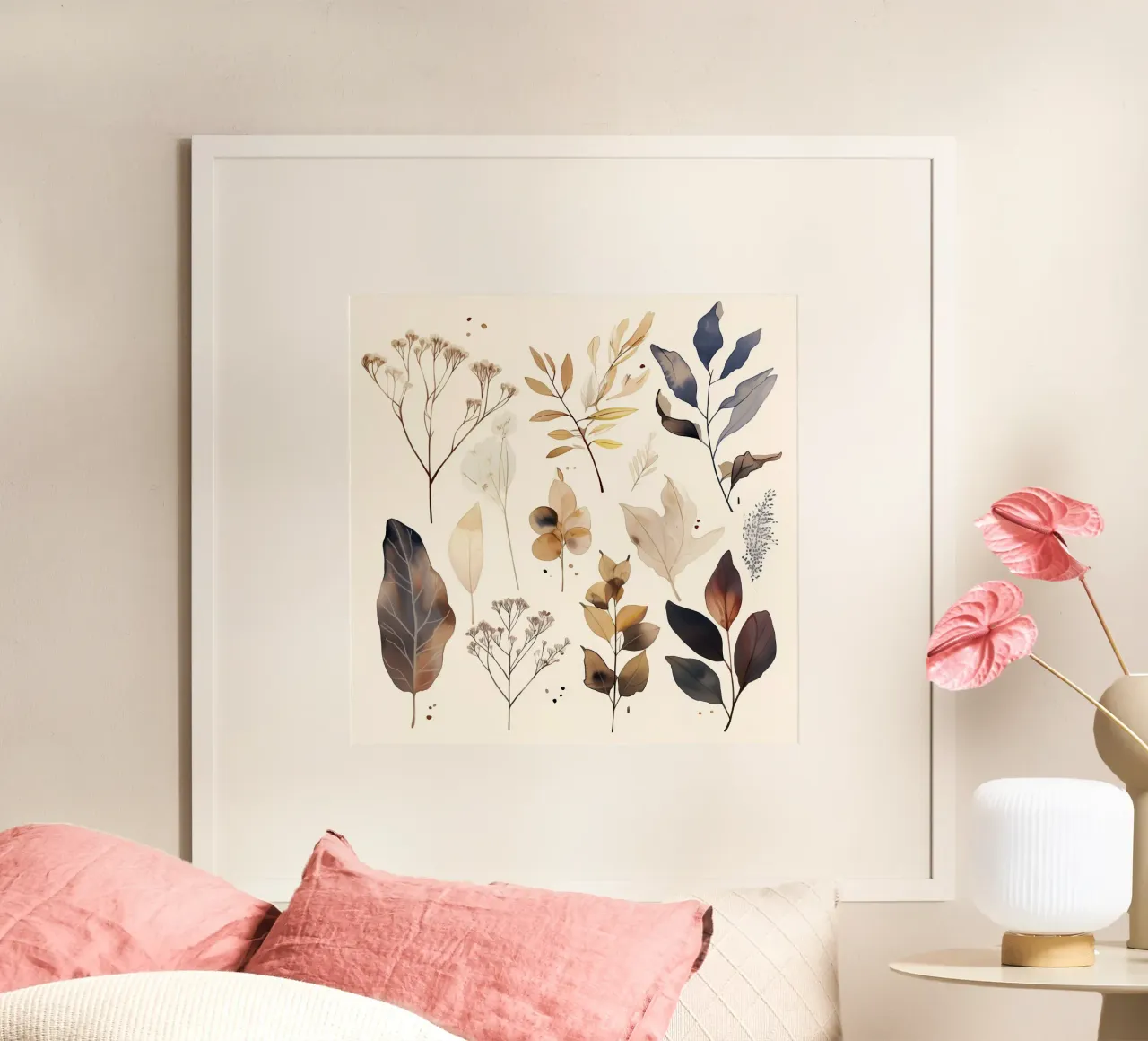 Sussurri d'autunno poster con telaio in legno da Sophia Calder Studio