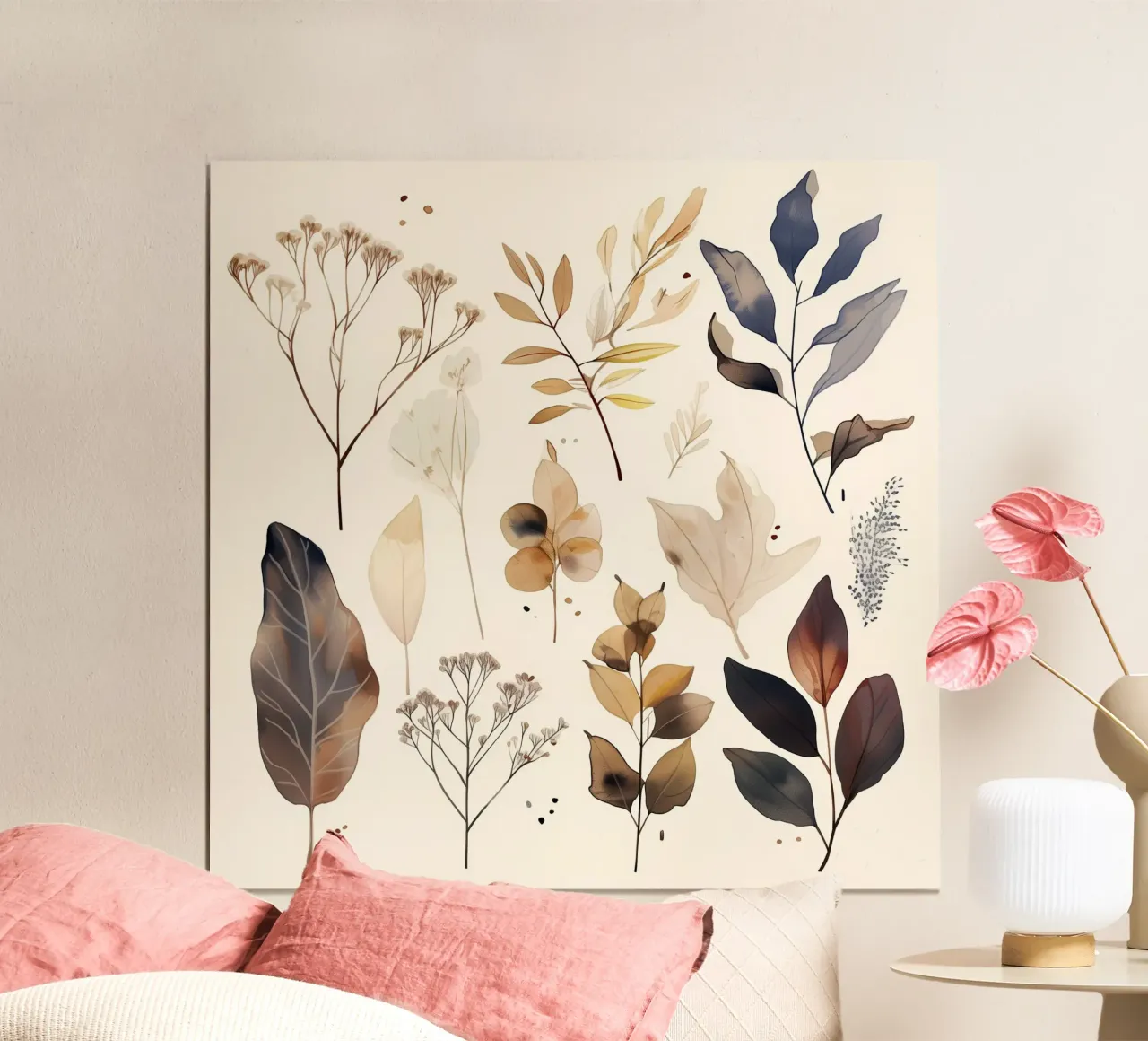 Sussurri d'autunno poster con telaio in legno da Sophia Calder Studio