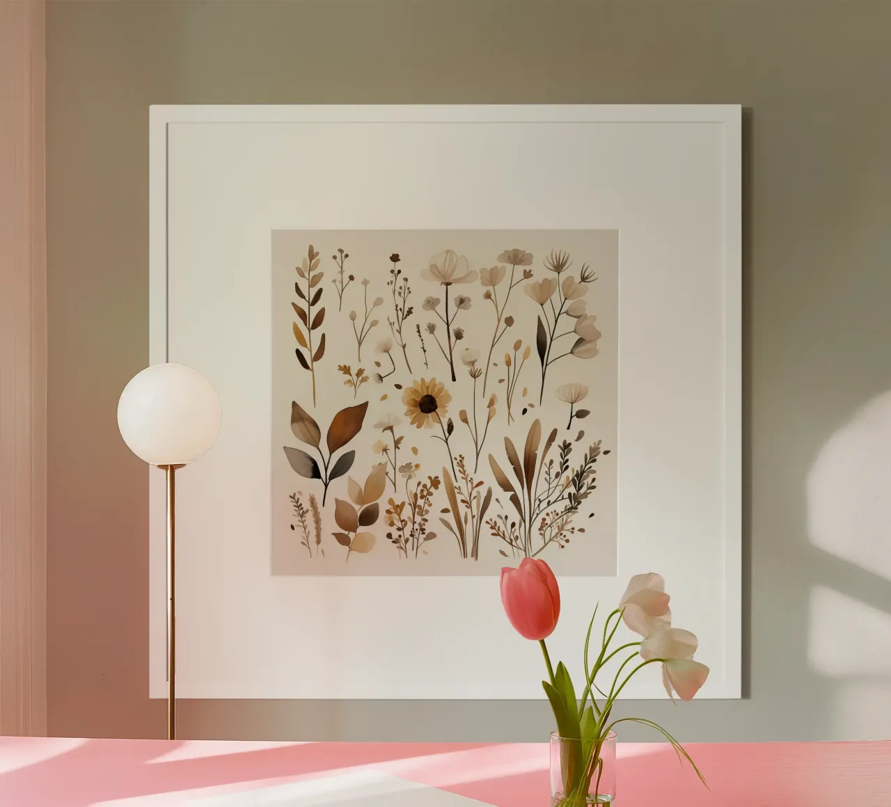Studi sul prato d'oro poster con telaio in plastica da Sophia Calder Studio