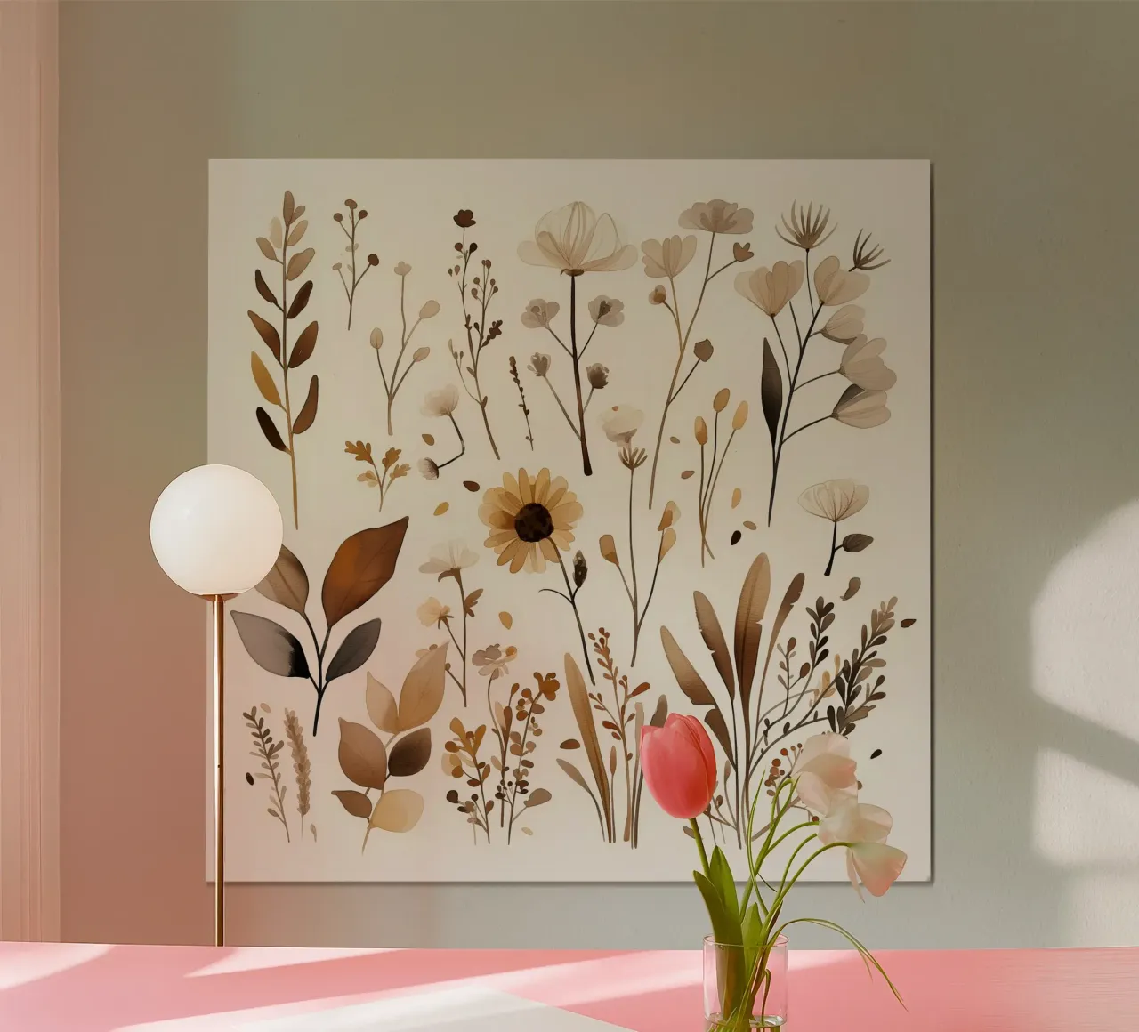 Studi sul prato d'oro poster con telaio in plastica da Sophia Calder Studio