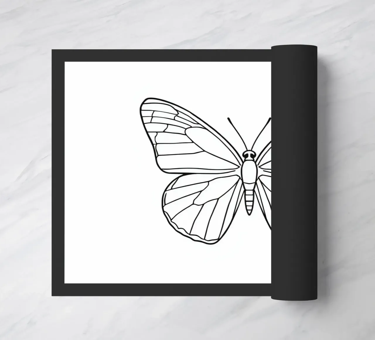 butterfly displaying intricate linework and elegant symmetry doormat by DesignDoodle
