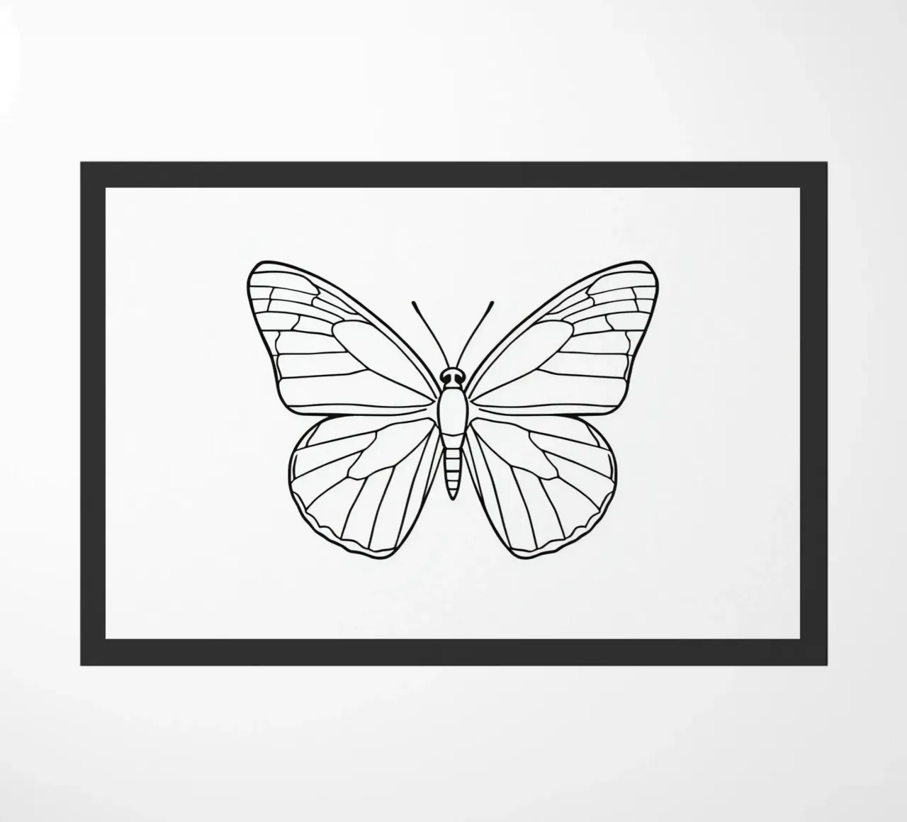 butterfly displaying intricate linework and elegant symmetry doormat by DesignDoodle