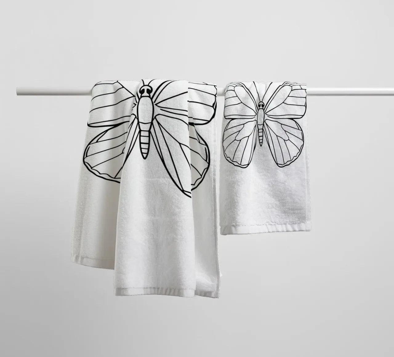 butterfly displaying intricate linework and elegant symmetry towel by DesignDoodle