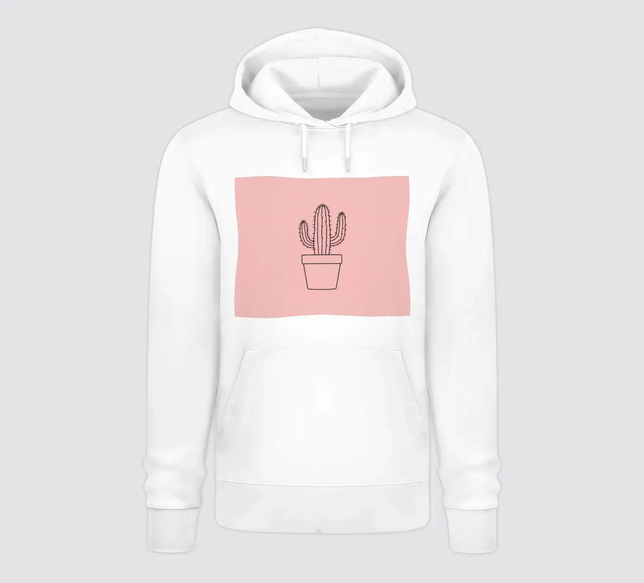 Cactus in vaso semplice su sfondo rosa felpa con cappuccio da DesignDoodle