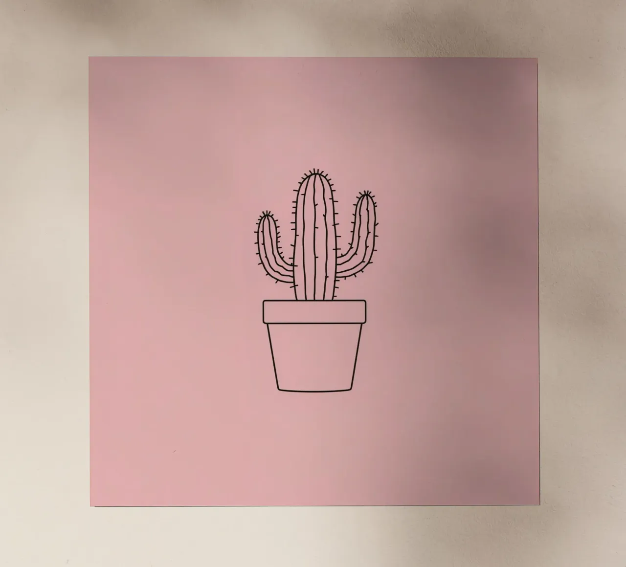 Cactus in vaso semplice su sfondo rosa pellicola backlit da DesignDoodle