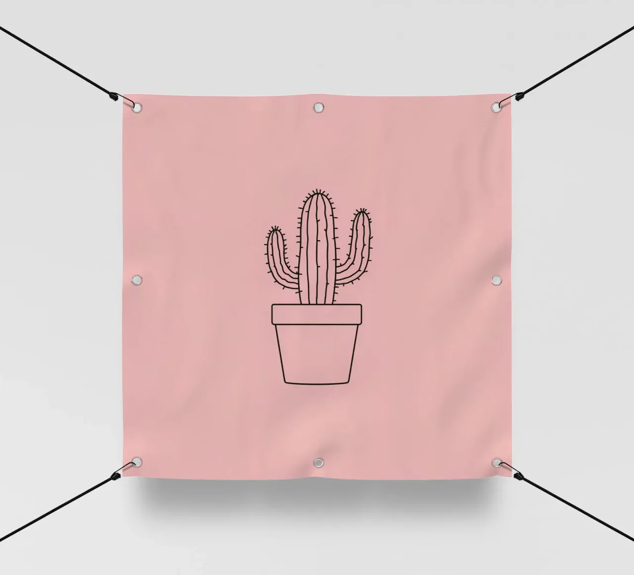 Cactus in vaso semplice su sfondo rosa telo in pvc da DesignDoodle