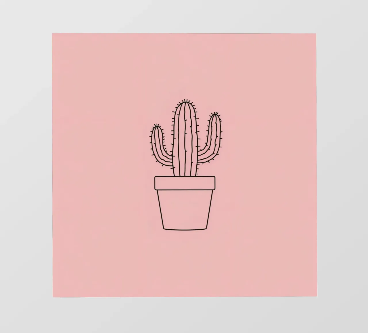 Cactus in vaso semplice su sfondo rosa telo in pvc da DesignDoodle