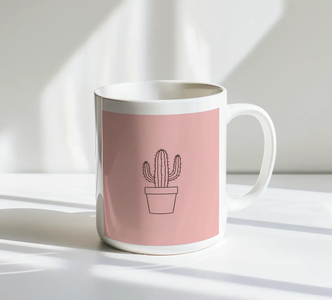 Cactus in vaso semplice su sfondo rosa tazza in ceramica da DesignDoodle
