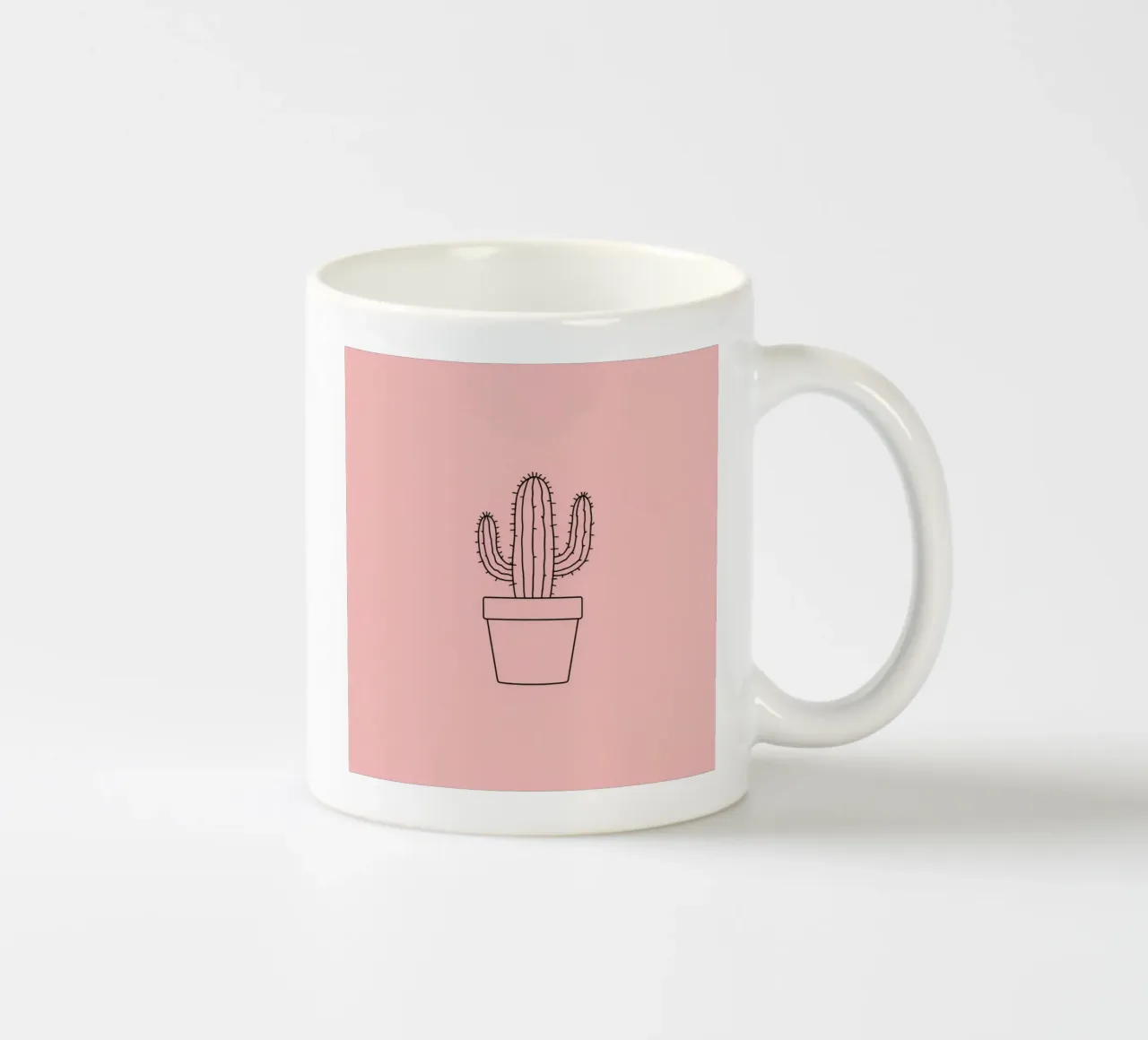 Cactus in vaso semplice su sfondo rosa tazza in ceramica da DesignDoodle