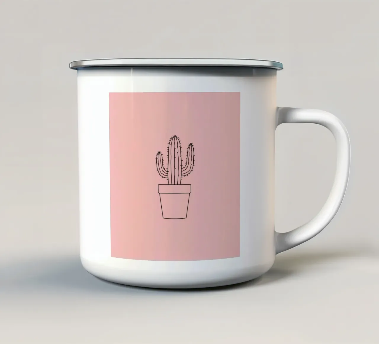 Cactus in vaso semplice su sfondo rosa tazza in smalto da DesignDoodle