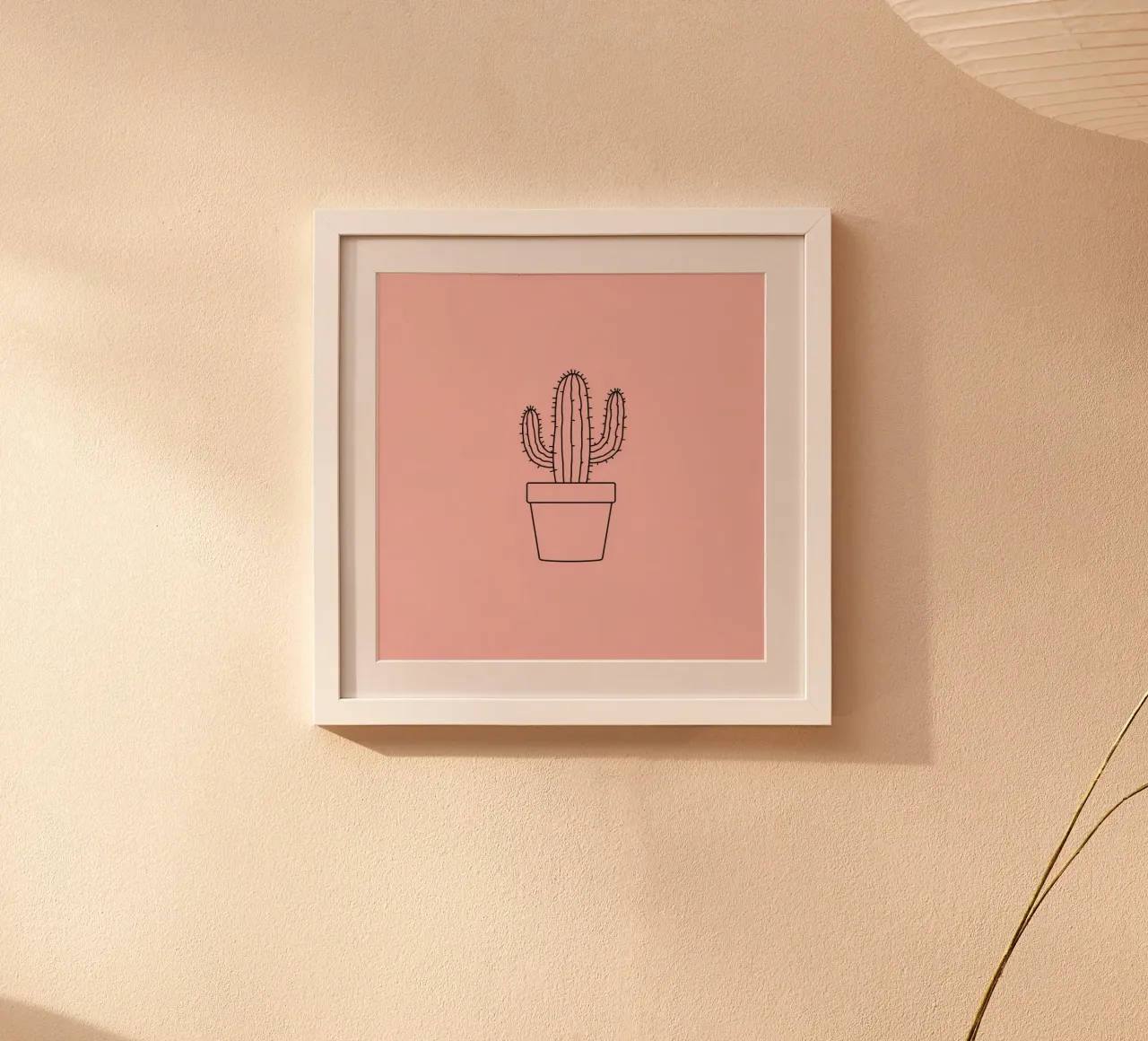 Cactus in vaso semplice su sfondo rosa poster da DesignDoodle