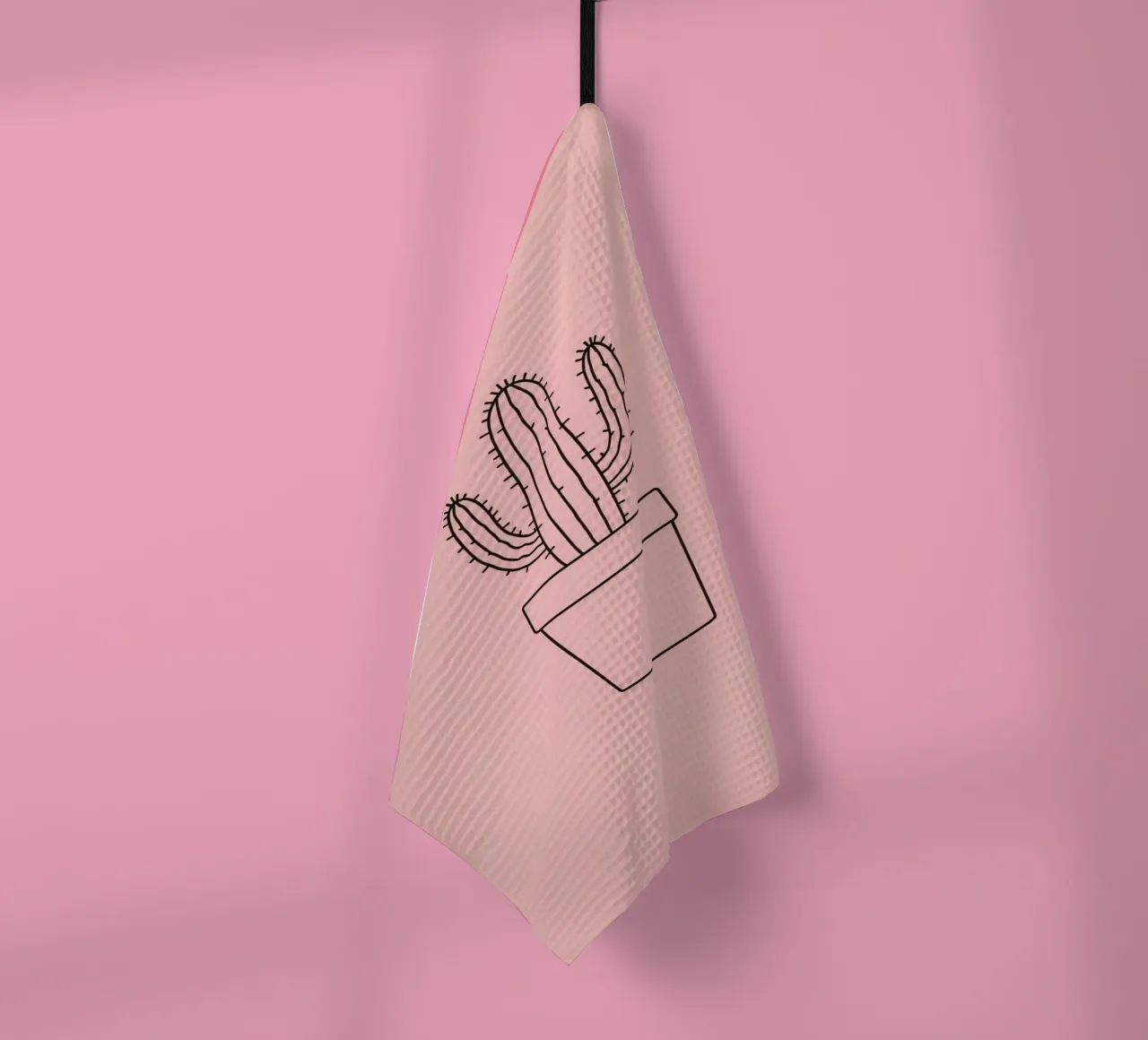 Cactus dans un pot simple sur fond rose torchon de DesignDoodle