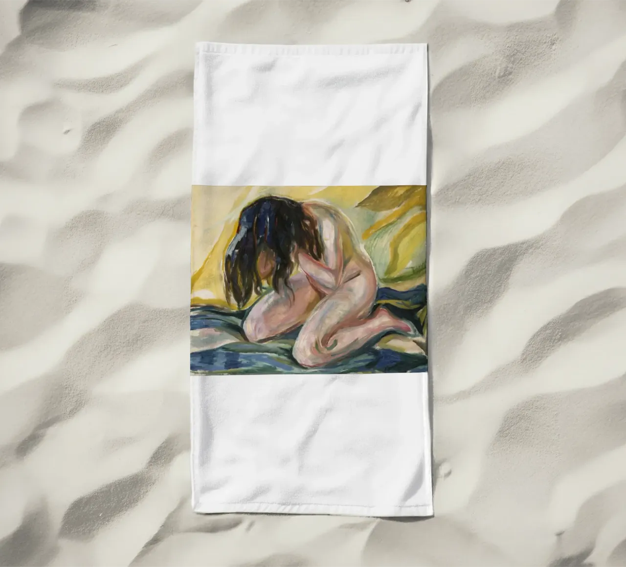 sorry woman beach towel by cupcup art