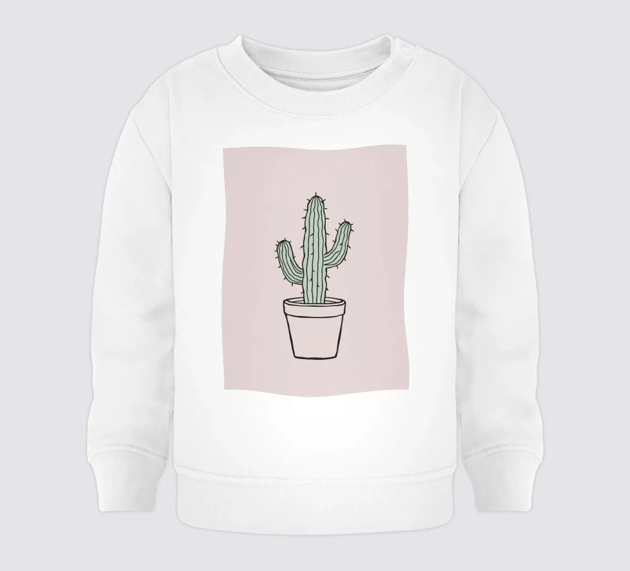 Cactus in un vaso minimalista su uno sfondo rosa tenue felpa neonato da DesignDoodle