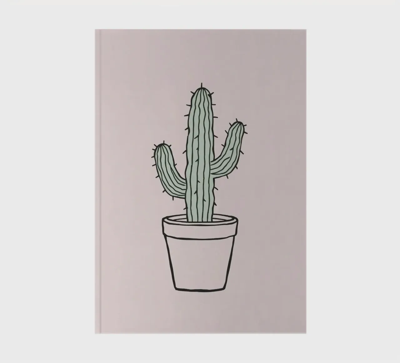 Cactus in a minimalist pot against a soft pink background notebook by DesignDoodle