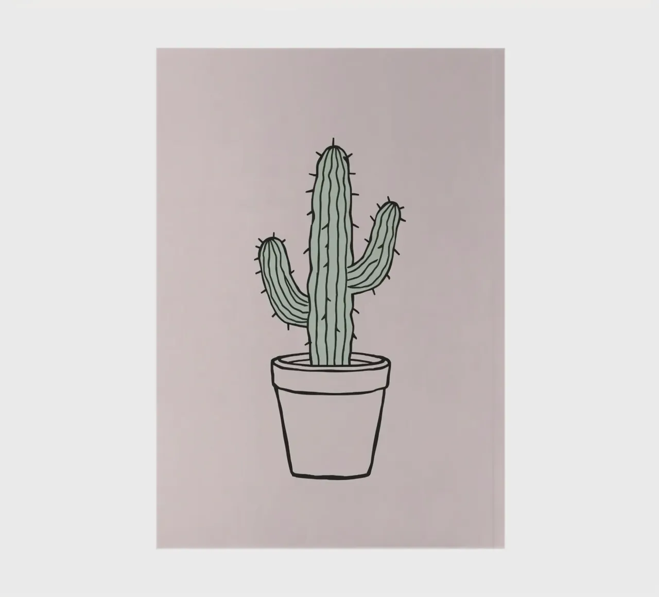 Cactus in a minimalist pot against a soft pink background notebook by DesignDoodle