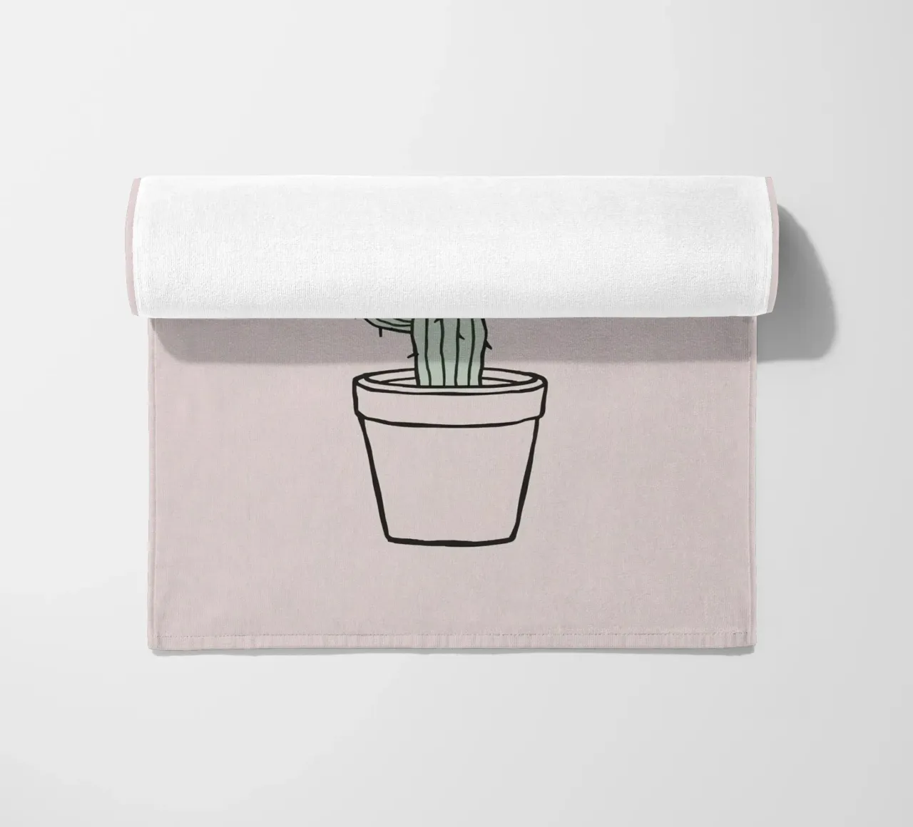 Cactus in un vaso minimalista su uno sfondo rosa tenue telo mare da DesignDoodle