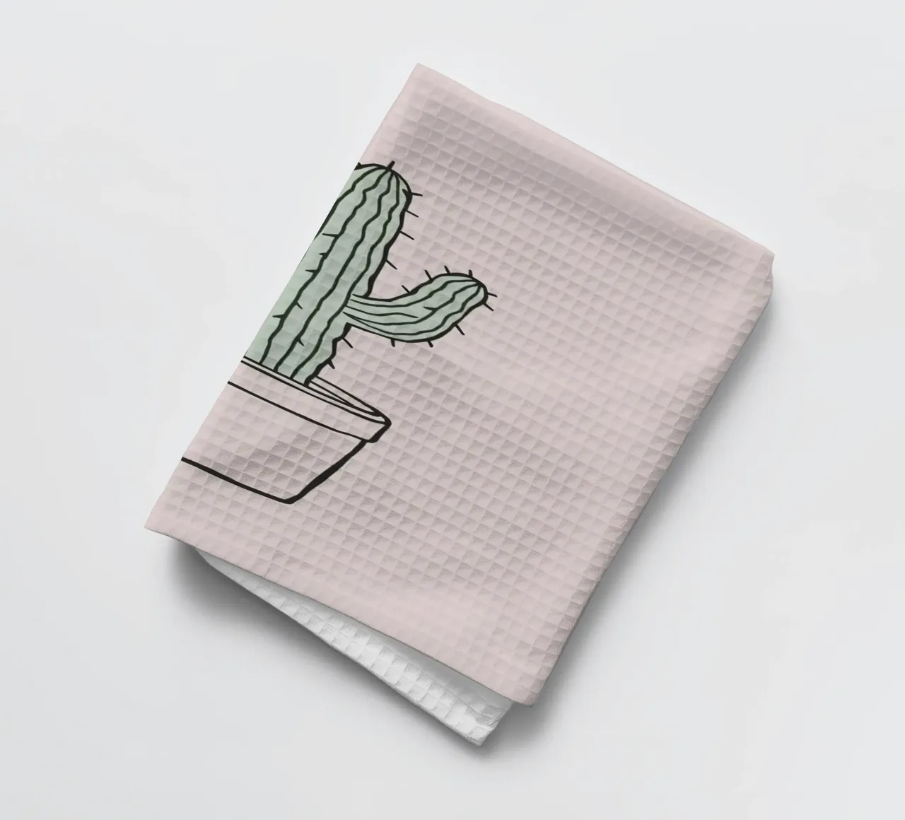 Cactus dans un pot minimaliste sur un fond rose tendre torchon de DesignDoodle