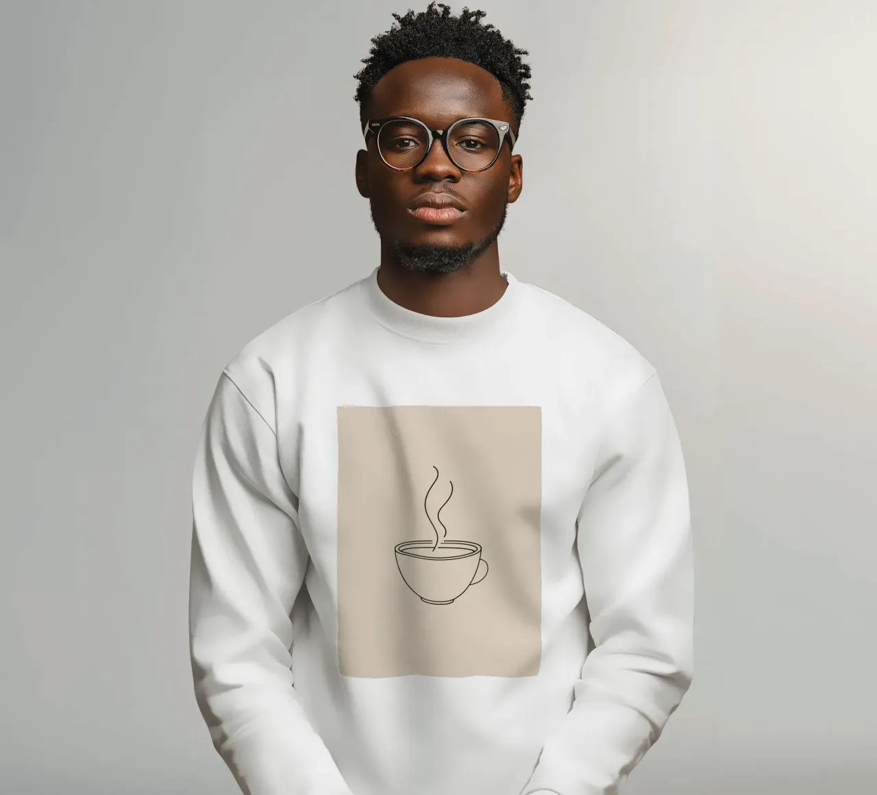 Taza humeante de bebida caliente en estilo minimalista sudadera de DesignDoodle