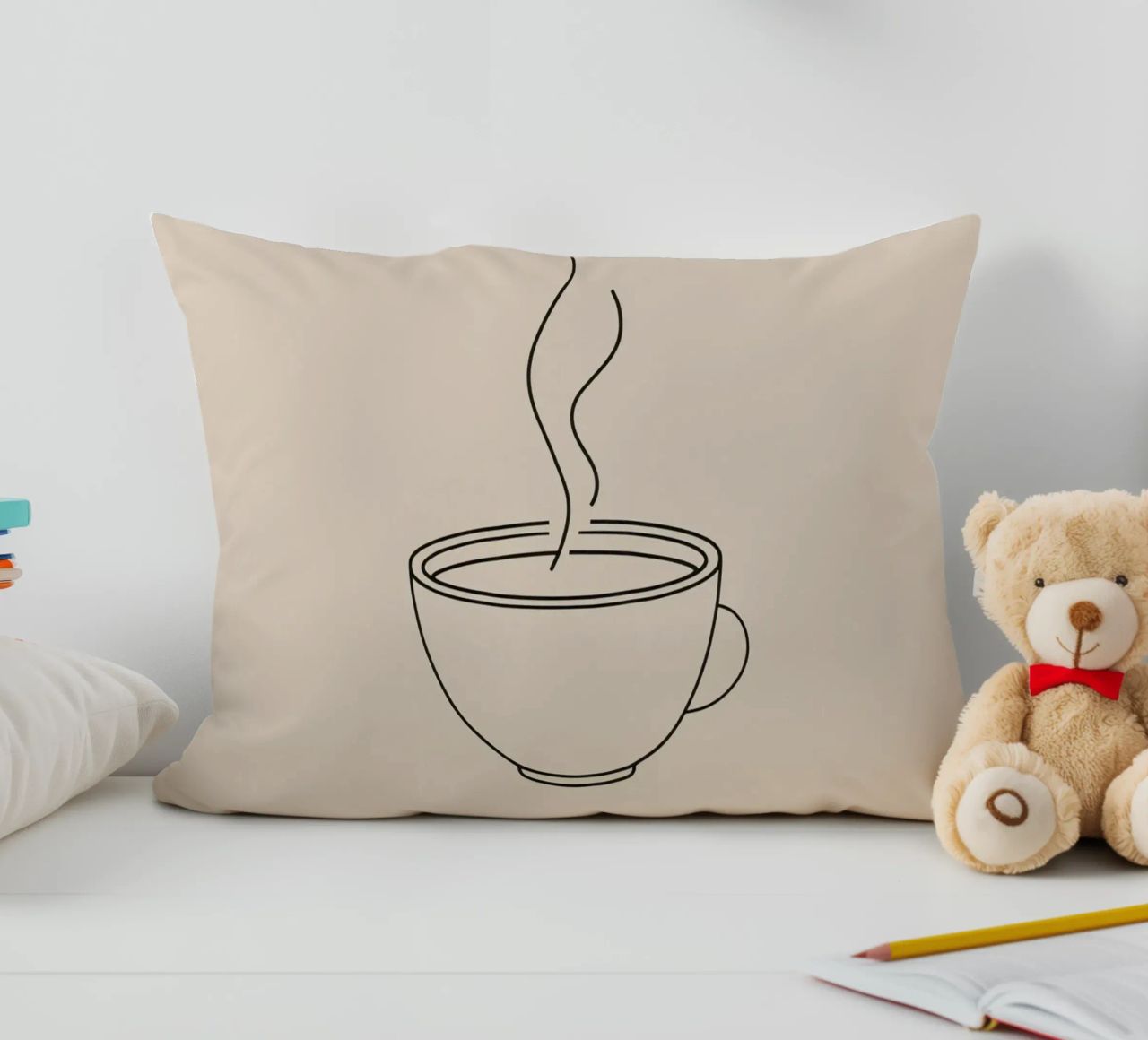 Tazza fumante di bevanda calda in stile minimalista cuscino da DesignDoodle