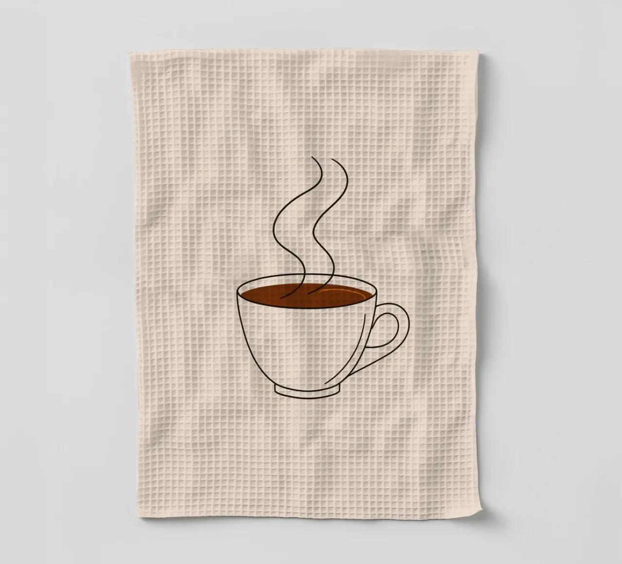 Tasse de café chaud avec de la vapeur s'élevant sur un fond d'art neutre torchon de DesignDoodle