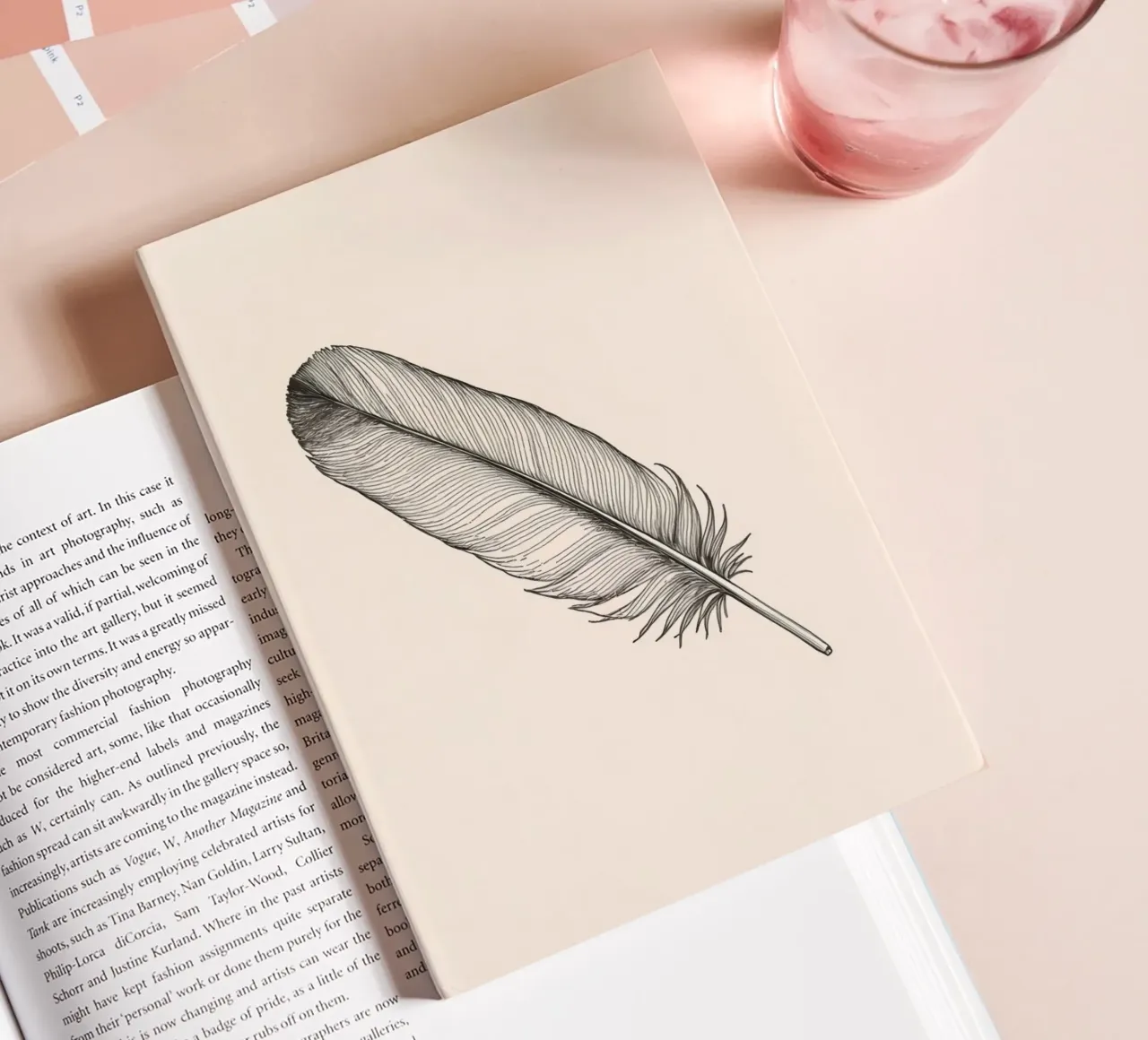 Intricate detailed feather illustrating nature's elegance notebook by DesignDoodle