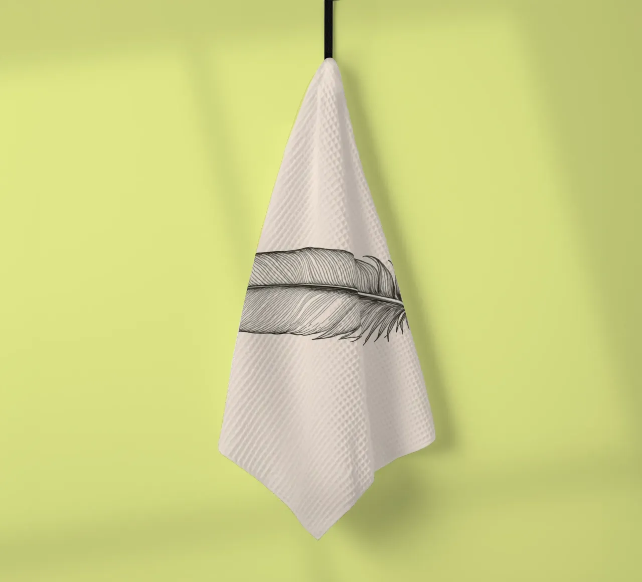 Intricate detailed feather illustrating nature's elegance tea towel by DesignDoodle