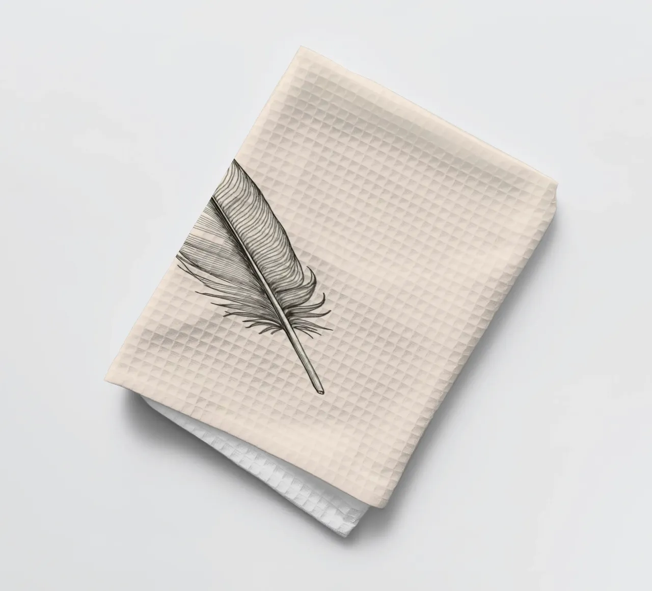 Intricate detailed feather illustrating nature's elegance tea towel by DesignDoodle