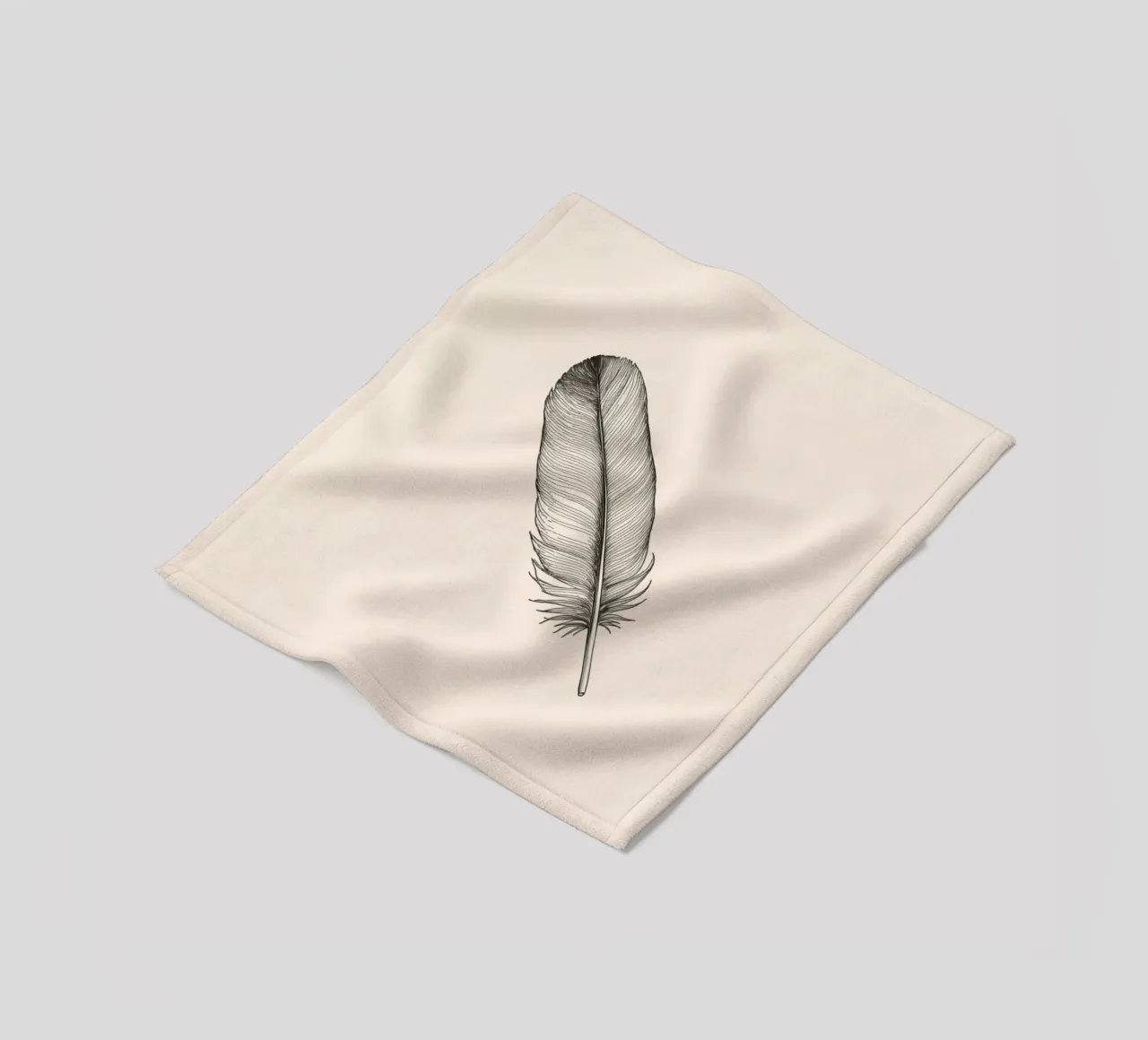 Intricate detailed feather illustrating nature's elegance fleece blanket by DesignDoodle