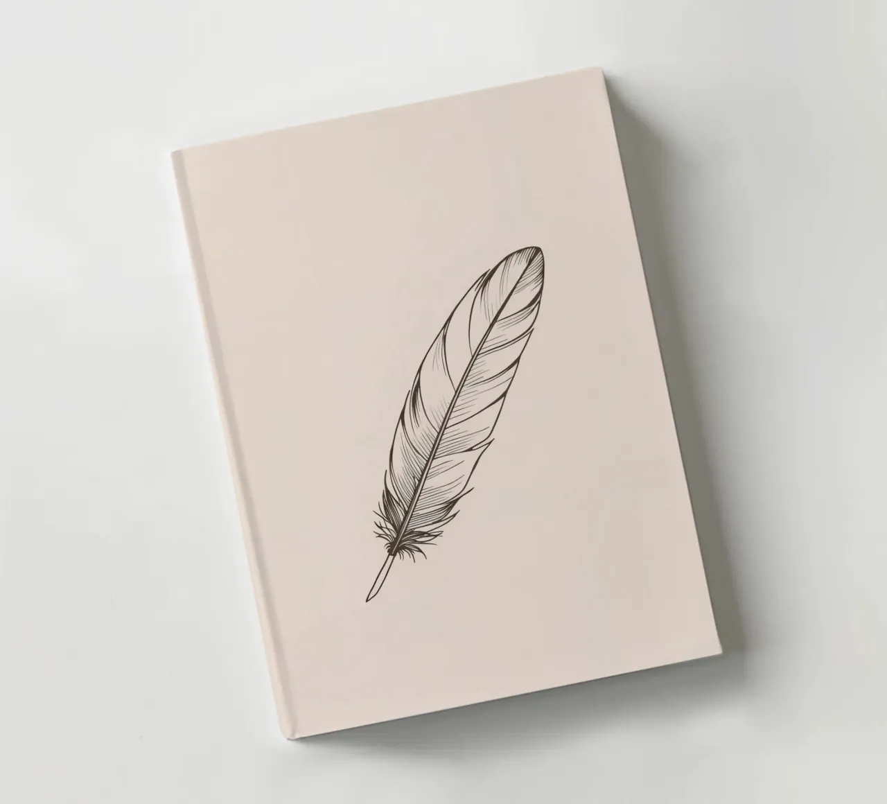 Delicate black feather resting on a light background notebook by DesignDoodle
