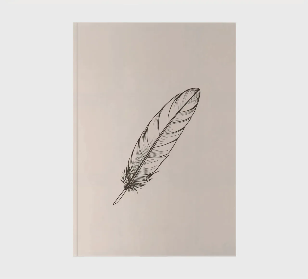 Delicate black feather resting on a light background notebook by DesignDoodle