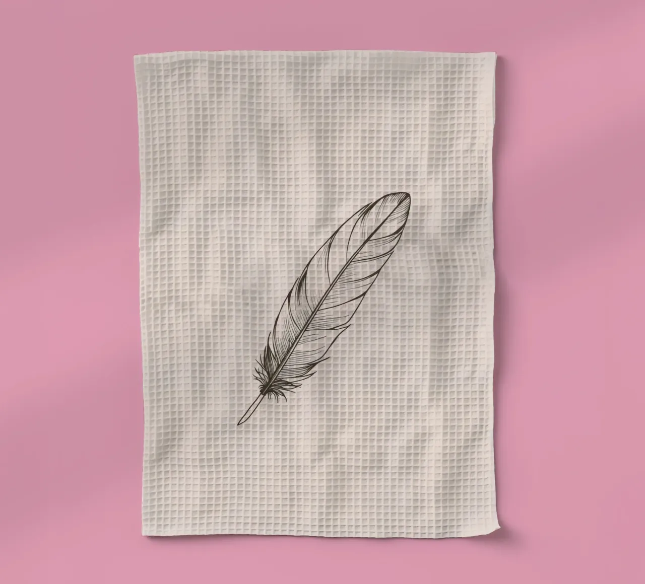 Delicate black feather resting on a light background tea towel by DesignDoodle